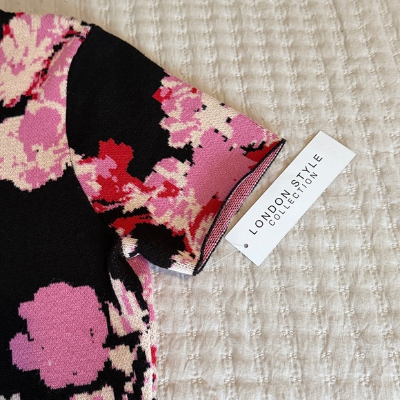 London Style Collection Sweater Dress in Black, Red & Pink SO CUTE - M NWT - Picture 7 of 8